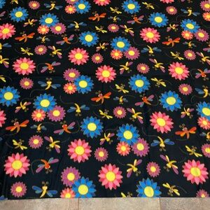 Over a 1 1/2 yards each - Colorful Floral and Pink Fleece Fabric